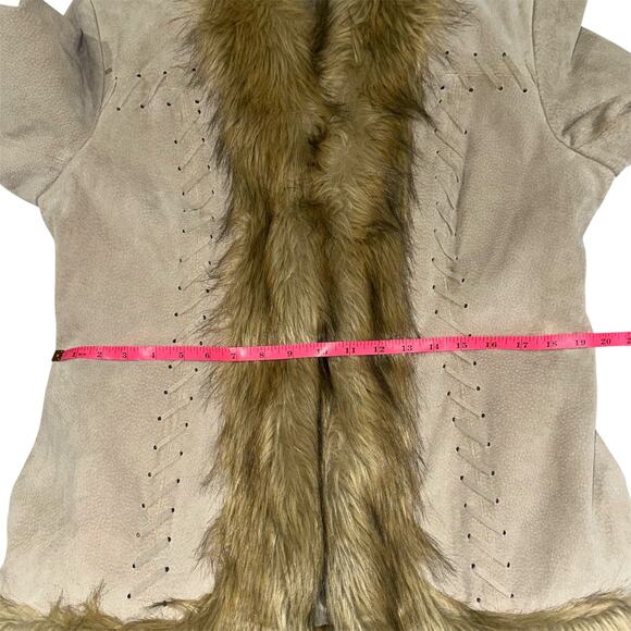 Vintage Newport News Tan Suede Leather Penny Lane Style Coat Size Medium - Picture 9 of 15
